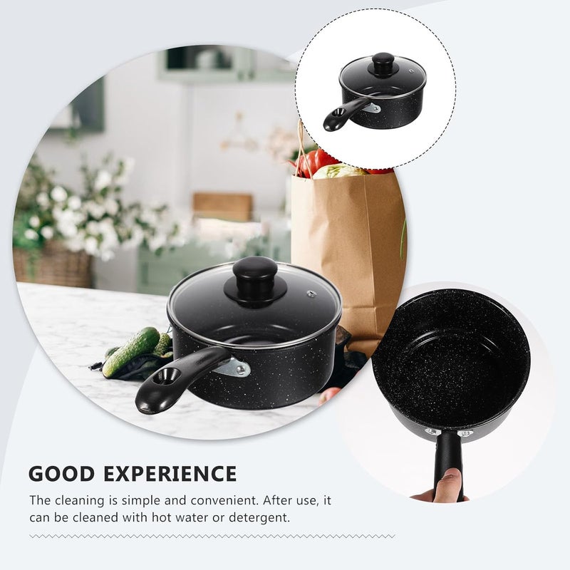 Nonstick Milk Pot and Saucepan with Lid 16cm Maifan Stone Coating Household Kitchen Cooking Pot for Food and Sauce Preparation - Image 3