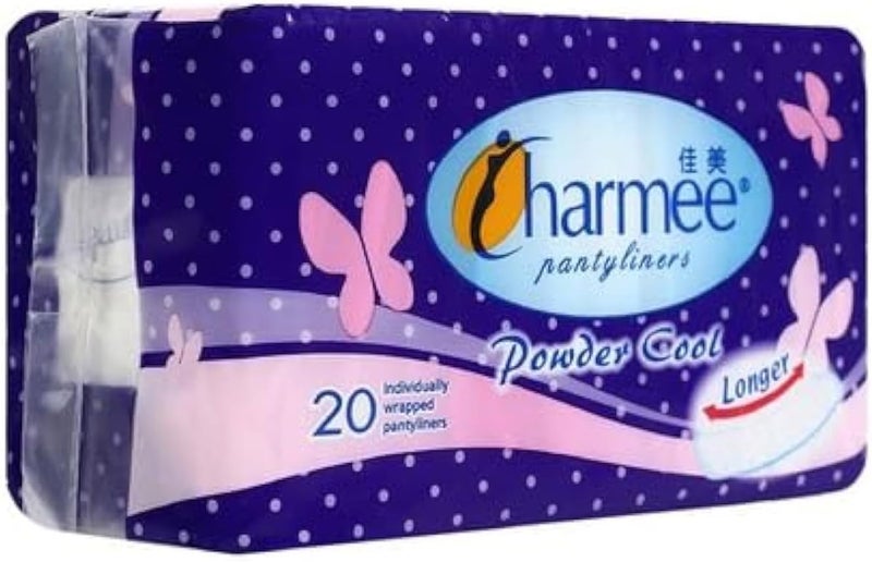 Charmee Pantyliners Powder Cool with Longer at 180mm 4x20's (80 Pantyliners) Individually Wrapped Pantyliners - Image 3