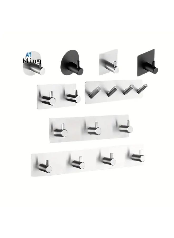Black Oval Hooks Strong Adhesive No Drill Stainless Steel Door Hat Coat Hooks - Image 4