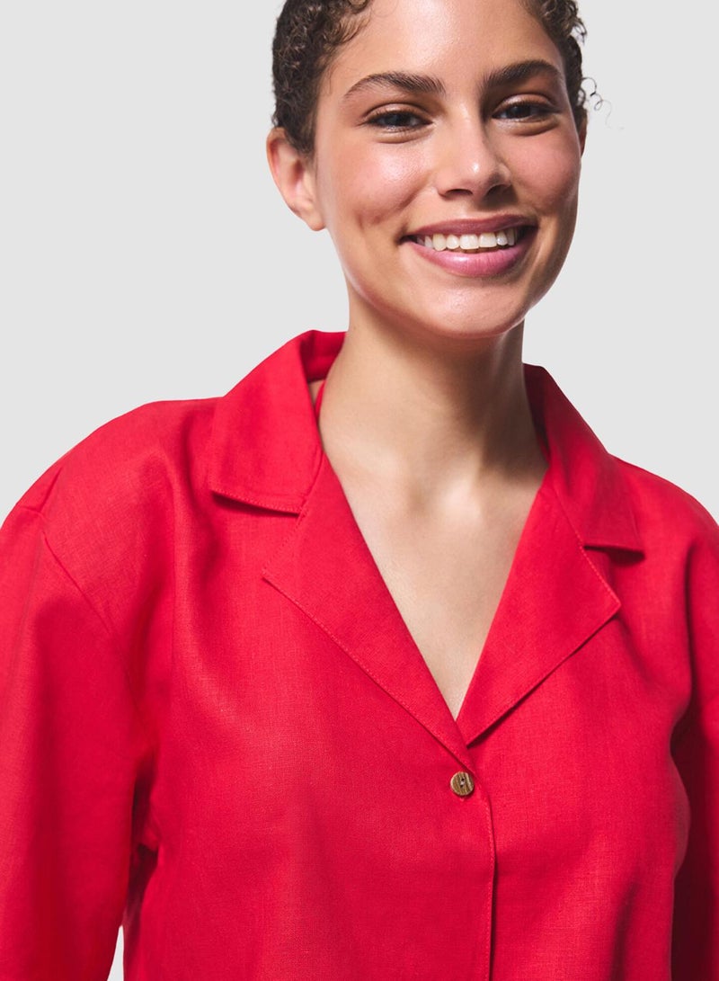 Penti Tera Gomlek Red Beachwear Shirt - Image 4