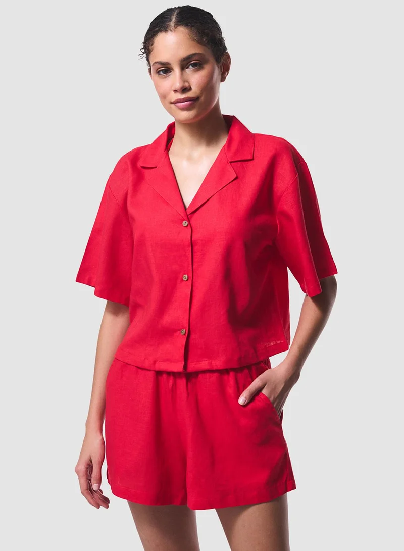 Penti Tera Gomlek Red Beachwear Shirt