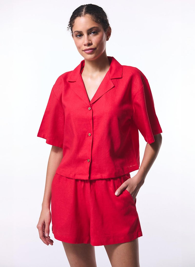 Penti Tera Gomlek Red Beachwear Shirt Swimwear - Image 1