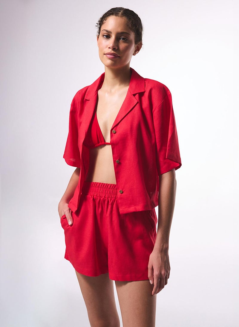 Penti Tera Gomlek Red Beachwear Shirt Swimwear - Image 4