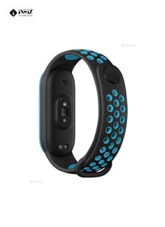INEIX Soft Silicone Replacement Strap Nike Series For Xiaomi Mi Band 6 - Black/Blue  - Image 3