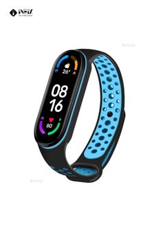 INEIX Soft Silicone Replacement Strap Nike Series For Xiaomi Mi Band 6 - Black/Blue  - Image 2