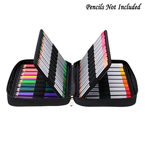 BTSKY Portable Colored Pencil Case - Colored Pencil Organizer Holds 166 Pencils or 112 Gel Pens Large Capacity Zippered Pencil Holder Gel pens (Black) - Image 5