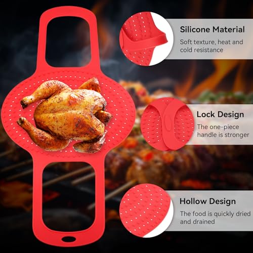 Agatige Silicone Turkey Lifter, Reusable Heat Resistant Non Stick Poultry Lifter Turkey Roasting Sling Oven Baking Mat for Home Cooking, 23.2 x 12.4 in - Image 3