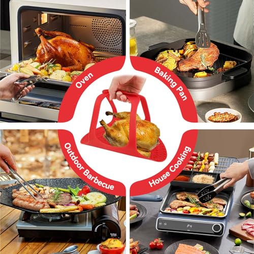 Agatige Silicone Turkey Lifter, Reusable Heat Resistant Non Stick Poultry Lifter Turkey Roasting Sling Oven Baking Mat for Home Cooking, 23.2 x 12.4 in - Image 2