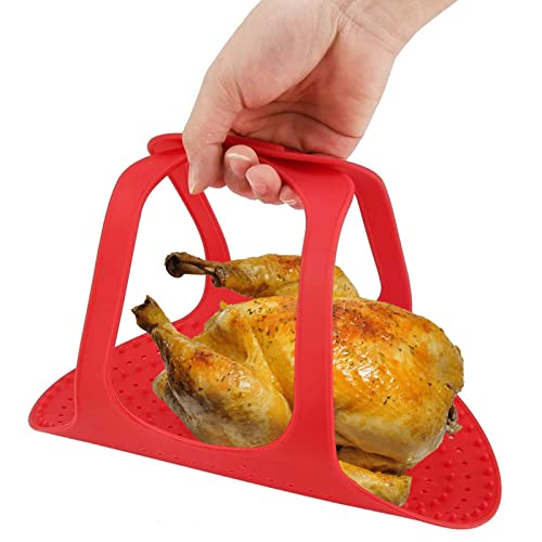 Agatige Silicone Turkey Lifter, Reusable Heat Resistant Non Stick Poultry Lifter Turkey Roasting Sling Oven Baking Mat for Home Cooking, 23.2 x 12.4 in - Image 1
