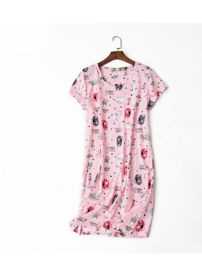 Cute Cartoon Cotton Homewear Knitted Sweet Large Short Sleeve Round Neck Pajamas - Image 1