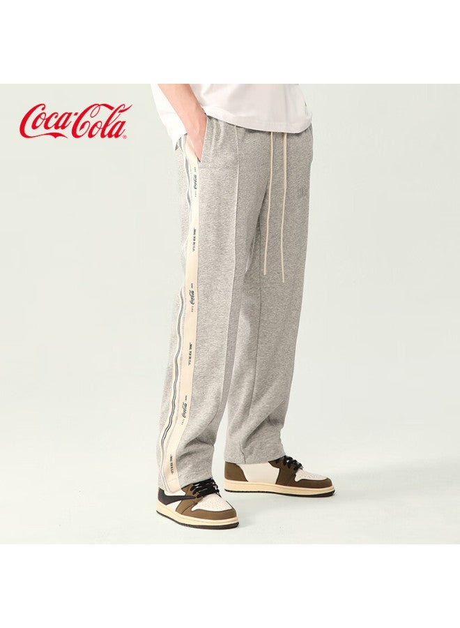 Coca-cola Men's Summer Ice Silk Striped Loose Sports Straight Pants Grey Regular M - Image 1