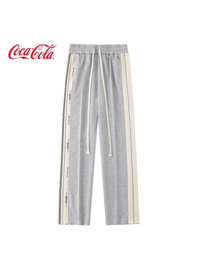Coca-cola Men's Summer Ice Silk Striped Loose Sports Straight Pants Grey Regular M - Image 2