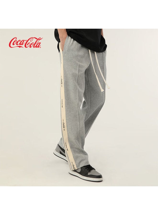 Coca-cola Men's Summer Ice Silk Striped Loose Sports Straight Pants Grey Regular M - Image 3