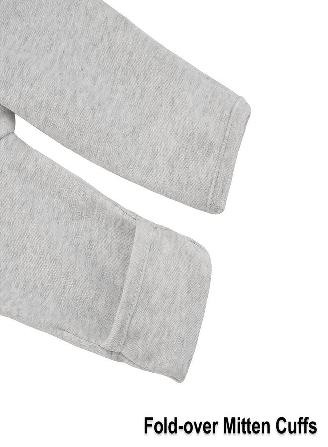 Aablexema Baby Footed Pajamas with Mitten Cuffs Zipper 4-Pack Infant Newborn Cotton Long Sleeve Outfit(Dark Grey/Light Grey/Navy/Avocado,Newborn) - Image 5