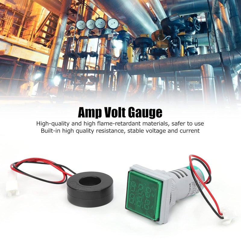 AD16 22FVA Current Voltage Meter, ABS 2in Tester Measuring Indicator, Digital Current Voltage Measurement Meter (Green) - Image 2