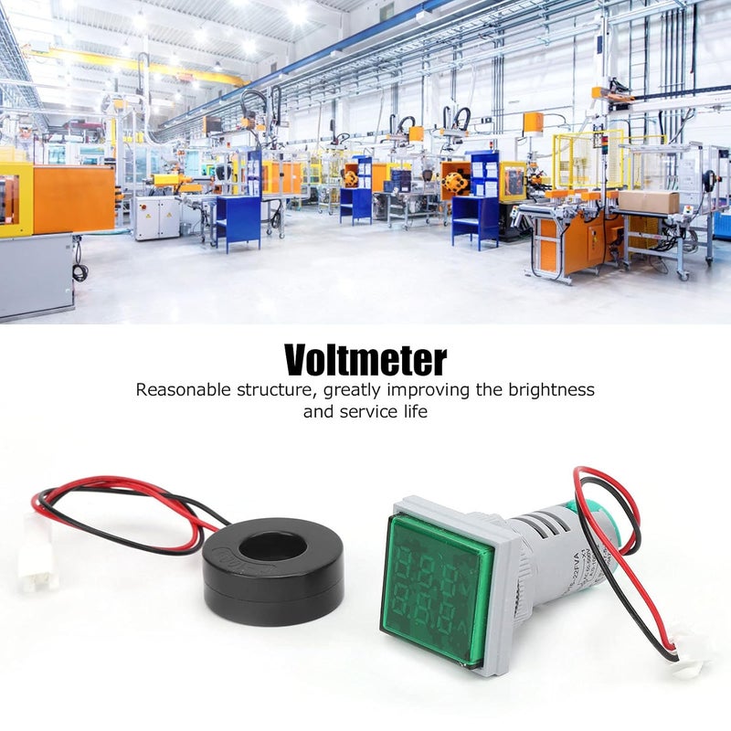 AD16 22FVA Current Voltage Meter, ABS 2in Tester Measuring Indicator, Digital Current Voltage Measurement Meter (Green) - Image 3