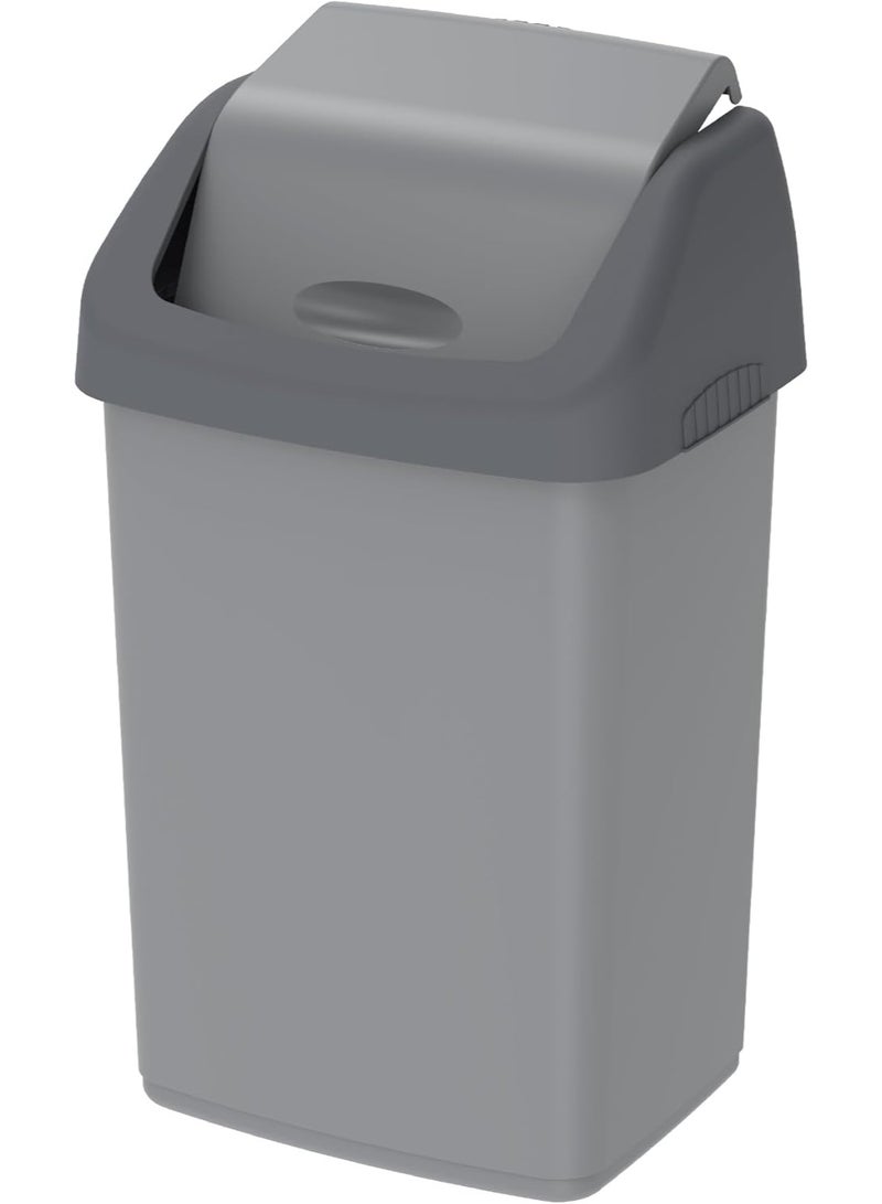 Super Plastic Dust Bin 20L Flip-Top Waste Bin With Swing Lid, Pearl Durable Garbage Dustbin for Kitchen, Bathroom & Office, Hygienic Covered Trash Can, Compact Home Use Grey - Image 5