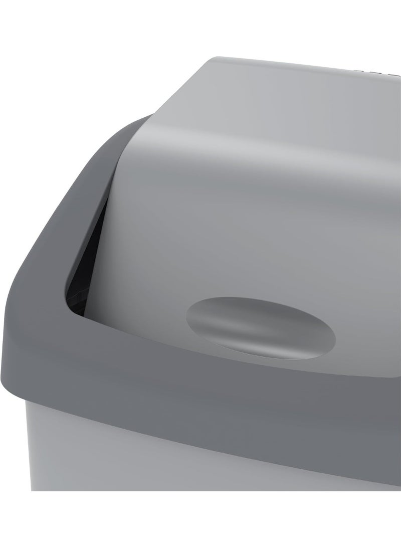 Super Plastic Dust Bin 20L Flip-Top Waste Bin With Swing Lid, Pearl Durable Garbage Dustbin for Kitchen, Bathroom & Office, Hygienic Covered Trash Can, Compact Home Use Grey - Image 3