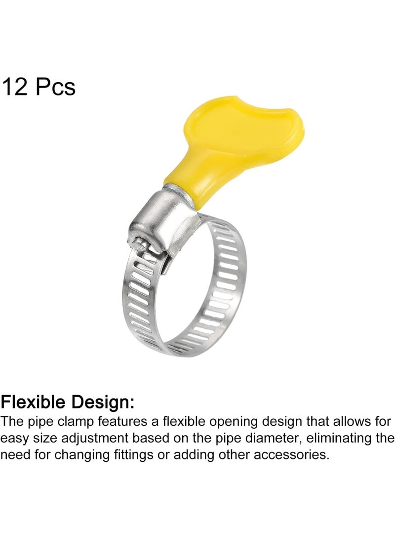 VITION 12pcs Steel Hose Clamps, 18-32mm Adjustable Pipe Clips with Plastic Handle for Securing Connections Gas Lines, Water, Oil Pipes - Image 3
