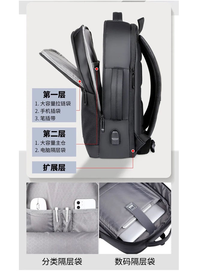 MEINAILI Meinaili USB Charging Backpack 15.6 inch Laptop Business Waterproof Multifunctional Travel Bag  - Image 2