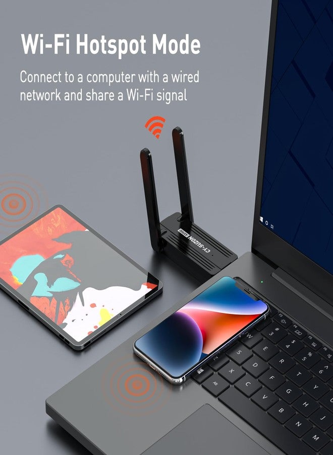 CY-SUZON WiFi Adapter for Desktop PC, AX900 USB WiFi 6 Adapter with 5GHz/2.4GHz Dual Band, Bulit-in Driver for Windows 10/11 (AX900) - Image 2