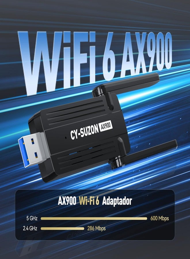 CY-SUZON WiFi Adapter for Desktop PC, AX900 USB WiFi 6 Adapter with 5GHz/2.4GHz Dual Band, Bulit-in Driver for Windows 10/11 (AX900) - Image 4