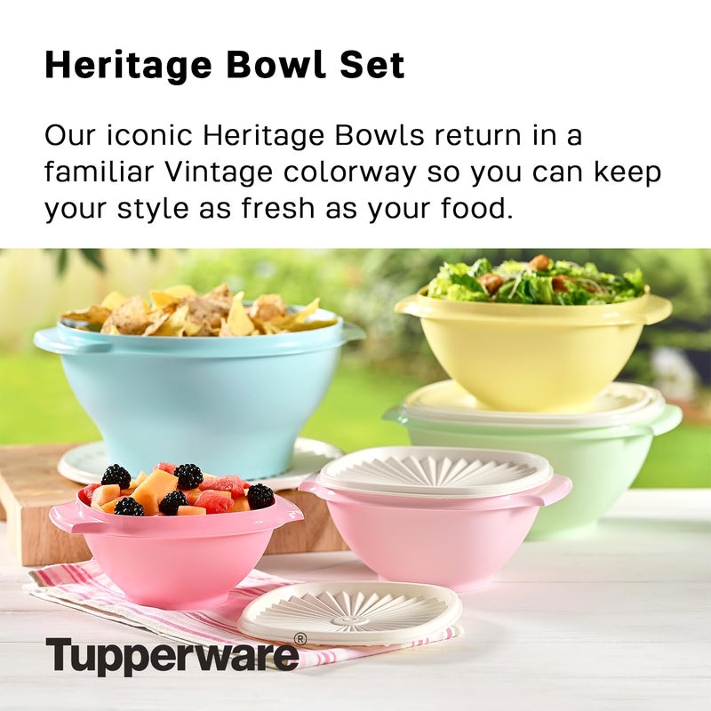 Tupperware Heritage Collection 17.25 Cup Bowl with Starburst Lid - Light Blue Vintage Color  Dishwasher Safe & BPA Free - (4.1 L) - Image 2