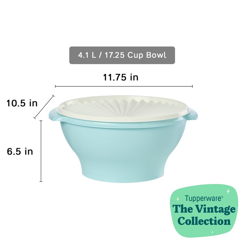 Tupperware Heritage Collection 17.25 Cup Bowl with Starburst Lid - Light Blue Vintage Color  Dishwasher Safe & BPA Free - (4.1 L) - Image 3