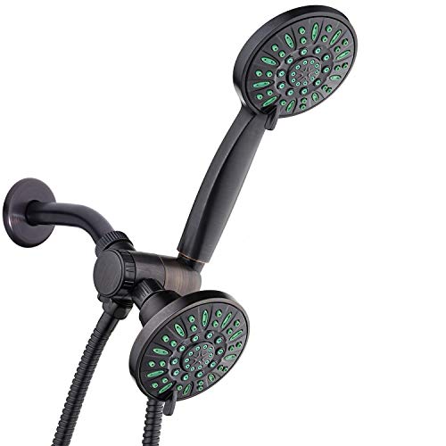 AquaDance Antimicrobial/Anti-Clog High-Pressure 30-setting Shower Combo, Microban Nozzle Protection from Growth of Mold Mildew & Bacteria for Stronger Shower! Oil-Rubbed Bronze Finish/Coral Green Jets - Image 1