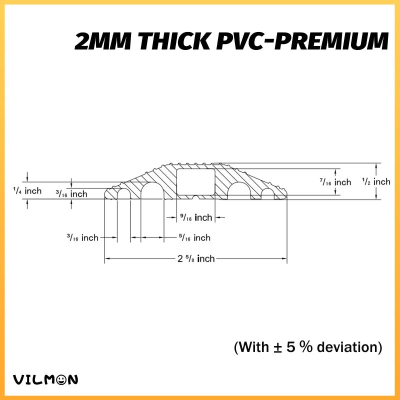 vilmon 6FT Floor Cord Cover-Cord Cover Floor,Power Cable Protector Soft Extension Floor Cable Cover to Organize and Protect Wire on Floor, Electrical Cord Covers for Floor (6ft) - Image 2