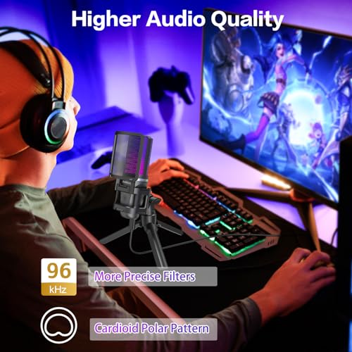ZealSound Gaming USB Microphone for PC Mac iPhone & Android, Podcast Mic with Noise Cancellation, Touch Mute, RGB Light, Volume & Monitor Control, for Streaming Podcasting ASMR TikTok Discord YouTube - Image 4