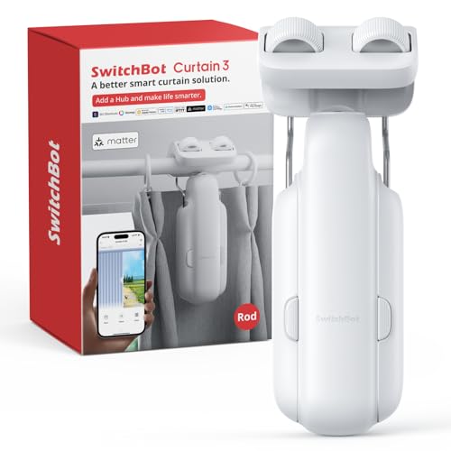 SwitchBot 2025 Automatic Curtain Opener 3 Rod-Bluetooth Remote Control, WiFi&APP Control, Upgraded High-Performance, Add Hub to Work with Alexa, Google Home, HomeKit via Matter - Image 1