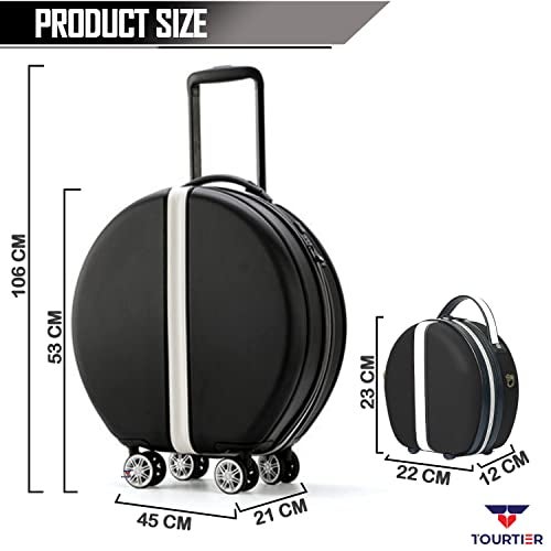 TOURTIER Abs Travel Medium Trolley Luggage Cabin Bag, 20 Inch Luggage Suitcase With 4 Double Spinner Rolling Wheels (Black, 53 cm, hard) - Image 2
