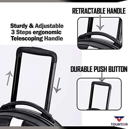 TOURTIER Abs Travel Medium Trolley Luggage Cabin Bag, 20 Inch Luggage Suitcase With 4 Double Spinner Rolling Wheels (Black, 53 cm, hard) - Image 4