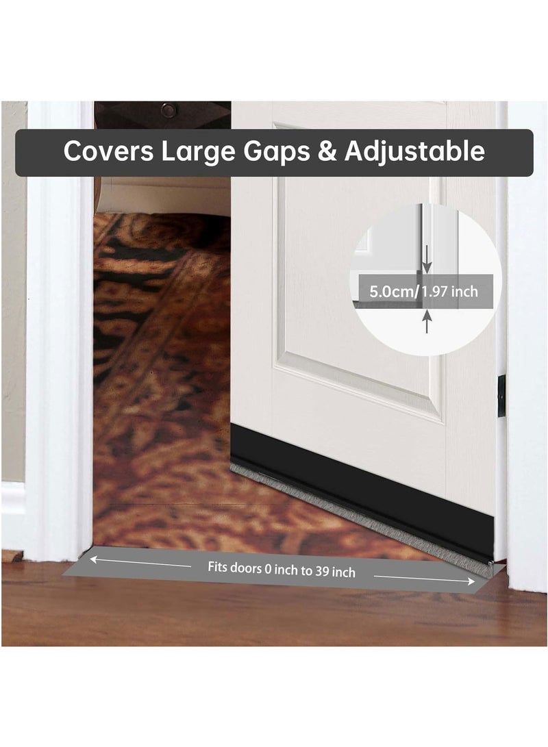 Door Sweep for Bottom of Door, Integrated Design with Brush, Self Adhesive Under Door Draft Stopper, Door Seal Dust/Noise/Hot or Cold Air Insulation (Black) - Image 4