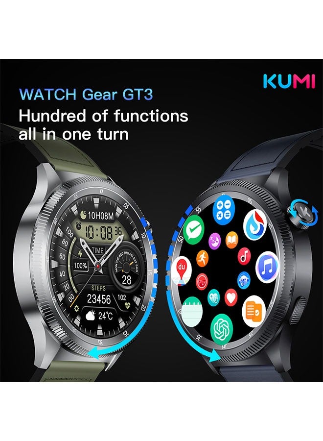 KUMI Gear GT3 Smart Sports Watch AMOLED Display 100 Motion Detection Assisted Sleep Detection Exercise Track Recording Waterproof AI Voice Bracelet NFC Support Black - Image 3