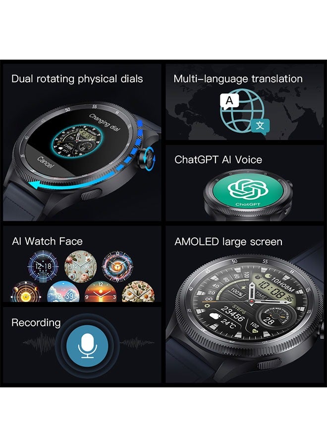 KUMI Gear GT3 Smart Sports Watch AMOLED Display 100 Motion Detection Assisted Sleep Detection Exercise Track Recording Waterproof AI Voice Bracelet NFC Support Black - Image 2