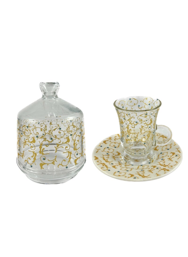 Homemaker 20-Piece Tea Set – Porcelain Coffee Cups & Tea Saucers, Glass Tea Glasses & Sugar Bowl – Elegant Tea and Coffee Set for Any Occasion - Image 3