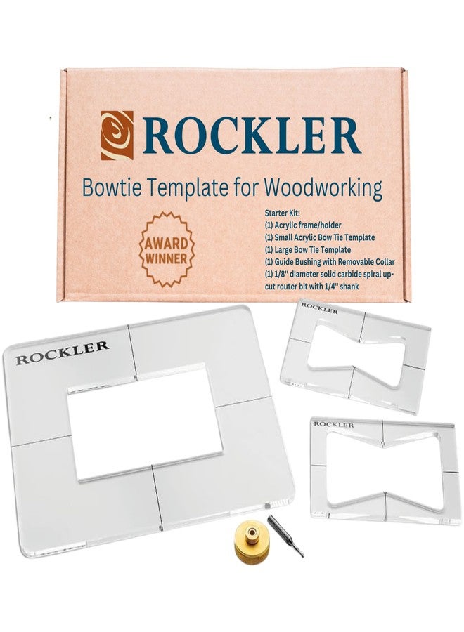 روكلر طقم تطعيم ربطة عنق على شكل فراشة من روكلر مع إطار، ومثقب، وبطانة - قوالب زخرفية لأعمال النجارة - مجموعة قوالب تطعيم فراشة شفافة - طقم تطعيم أكريليك 3 في 1 لقطع دقيقة - Image 1