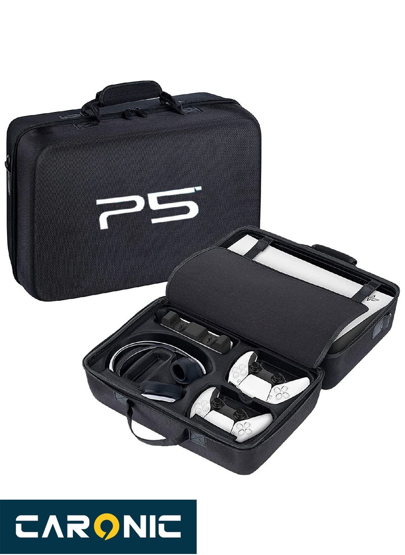 CARONIC PS5 Carrying Case Travel Storage Bag Compatible with Playstation 5 Black  - Image 2