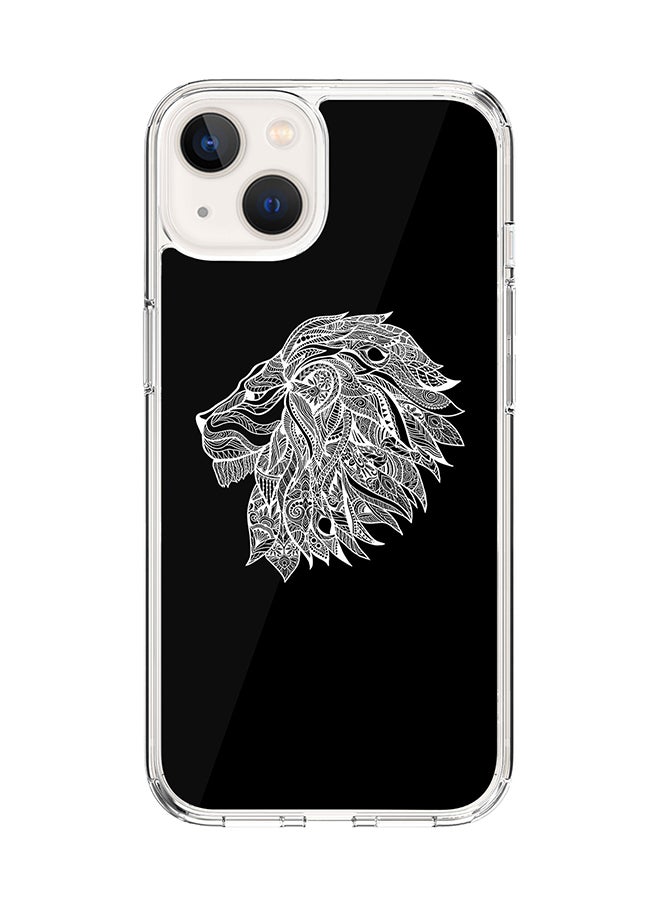 Stylizedd Classic Clear Case for Apple iPhone 14 Plus Case Hybrid Soft Cover Flexible Edges Anti Drop TPU PC Gel Thin Transparent Cover - Lion Abstract Full Print 