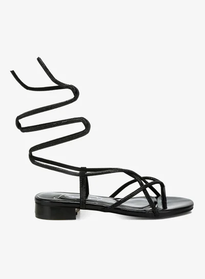 London Rag Strappy Lace-Up Sandals in Black
