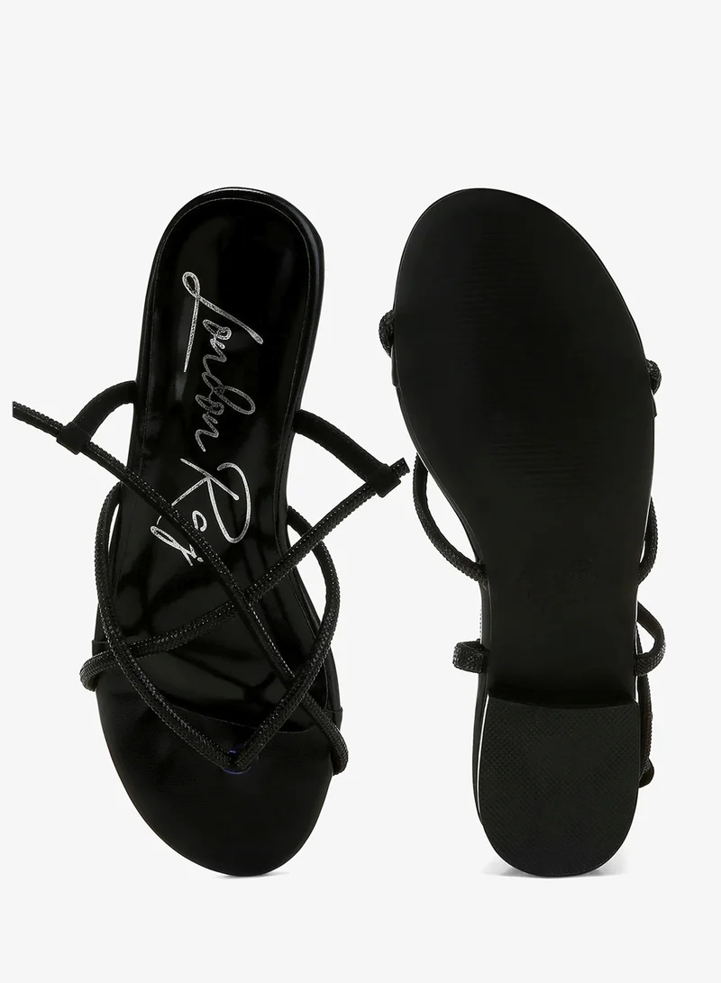 London Rag Strappy Lace-Up Sandals in Black