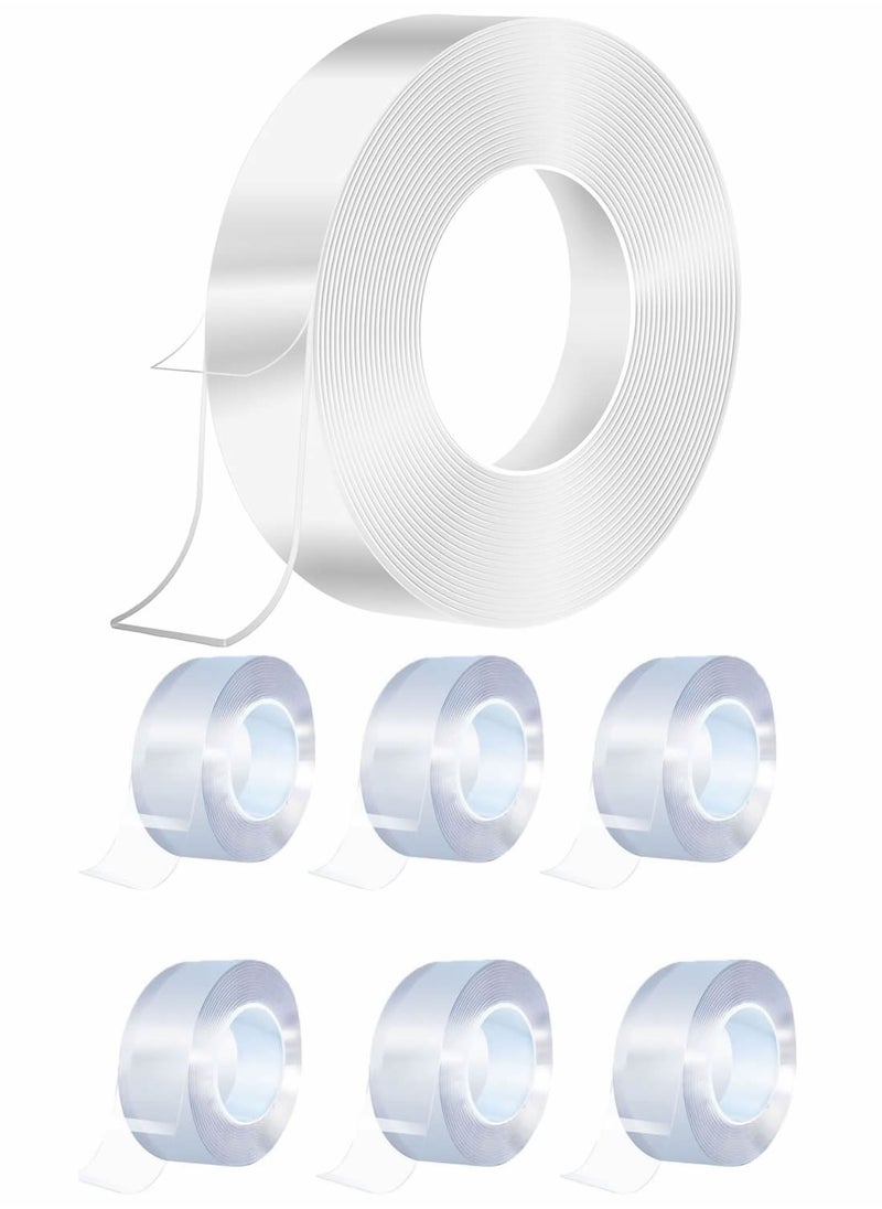 Generic 6 Rolls Double Sided Tape Heavy Duty, Waterproof Acrylic Double Sided Adhesive Clear Tape, Removable Sticky Tape for Walls/Carpet/Wood(2M x 3CM x 1MM)  - Image 1