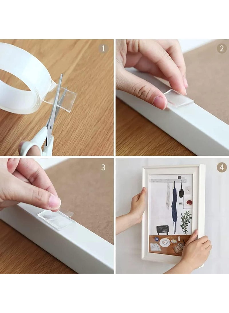 6 Rolls Double Sided Tape Heavy Duty, Waterproof Acrylic Double Sided Adhesive Clear Tape, Removable Sticky Tape for Walls/Carpet/Wood(2M x 3CM x 1MM)