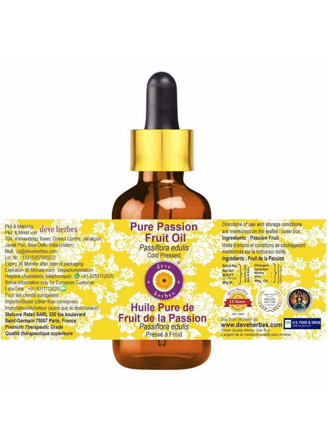 Deve Herbes Pure Passion Fruit Oil (Passiflora edulis) with Glass Dropper | Cold Pressed | Natural | Undiluted | For Diluting Essential Oils | For Skin & Massage | Men & Women | 15ml - Image 3