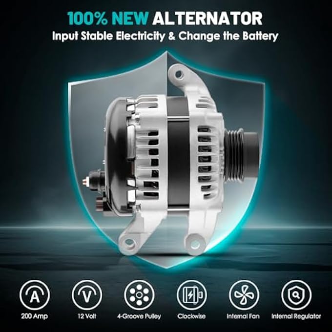 Farrme 11664 Car Alternators 200Amp Fit for Ford Explorer 2013-2019, Fusion 2013-2020, Edge, Taurus 2013-2017, for Lincoln MKZ MKC MKT Automotive Replacement Alternators 2032790 High Output Alternator - Image 3