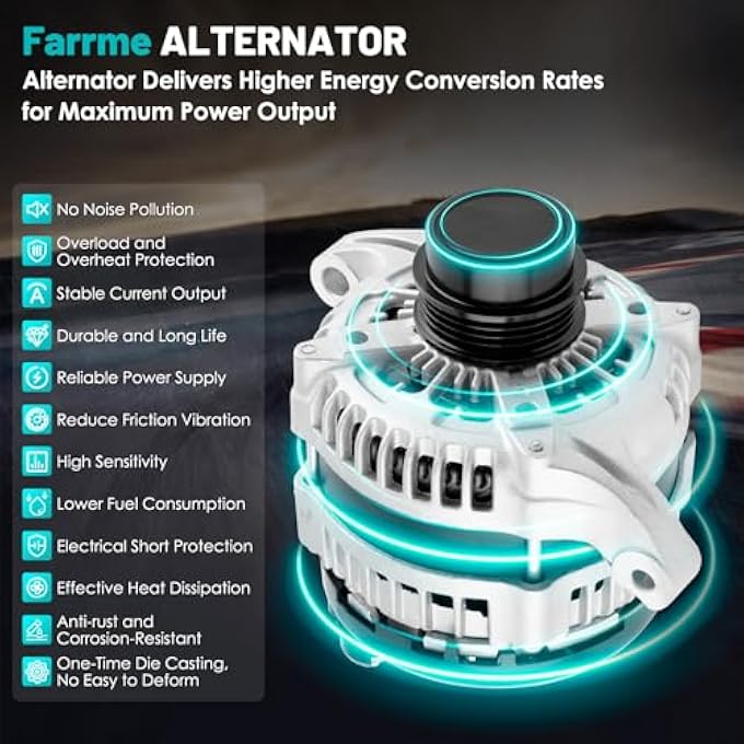 Farrme 11664 Car Alternators 200Amp Fit for Ford Explorer 2013-2019, Fusion 2013-2020, Edge, Taurus 2013-2017, for Lincoln MKZ MKC MKT Automotive Replacement Alternators 2032790 High Output Alternator - Image 5