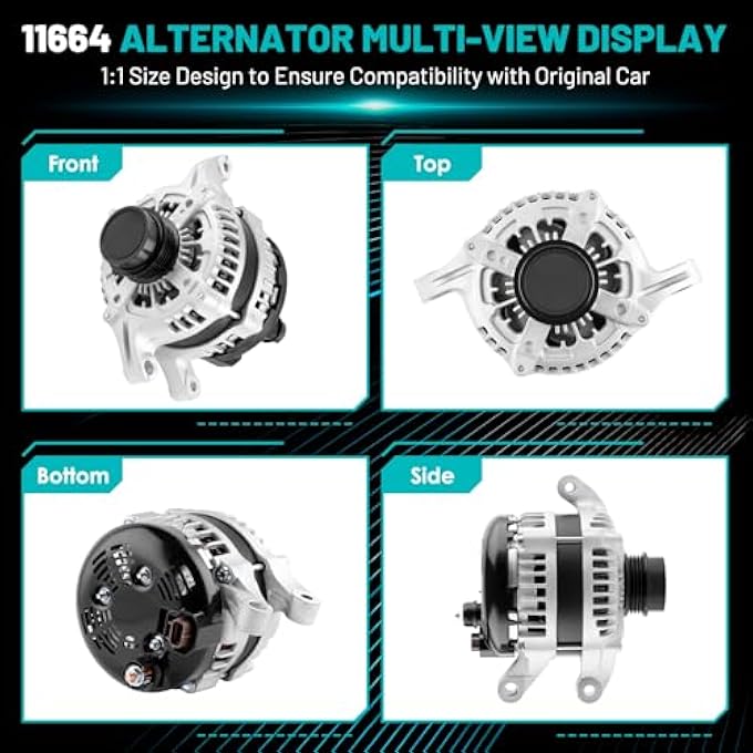 Farrme 11664 Car Alternators 200Amp Fit for Ford Explorer 2013-2019, Fusion 2013-2020, Edge, Taurus 2013-2017, for Lincoln MKZ MKC MKT Automotive Replacement Alternators 2032790 High Output Alternator - Image 4