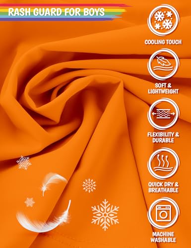 Smarash Boys Swim Shirts UPF 50+ Rash Guard Long Sleeve Quick Dry UV Protection Surfing Shirt Pool Bathing Shirt for Baby Toddler 3T Vivid Orange - Image 4